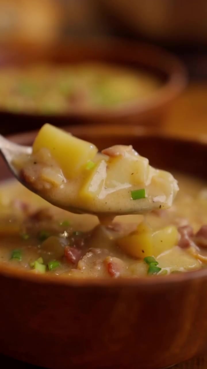 Сливочный суп с беконом и картофелем